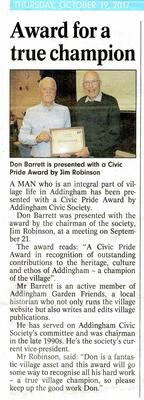 Barrett Don 2017 Civic Pride Award 