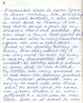 Rosa Bradley's childhood memories 1989 page 2