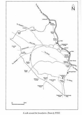 Map 1750 of village tracks and roads - Boundaries