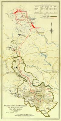 Map 1892 Bradford Corporation Waterworks