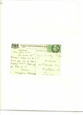 Postmarks page 14b reverse of patchwork card
