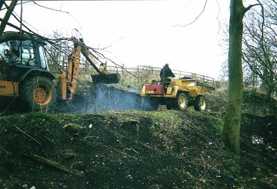 Marchup Ghyll 2003-09 Danny levelling ground (2)