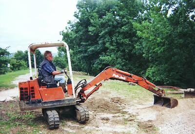 Marchup Ghyll 2003-09 Danny levelling ground (4)