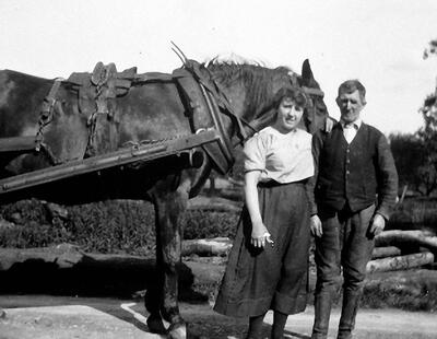 Couple & horse at Sawmill